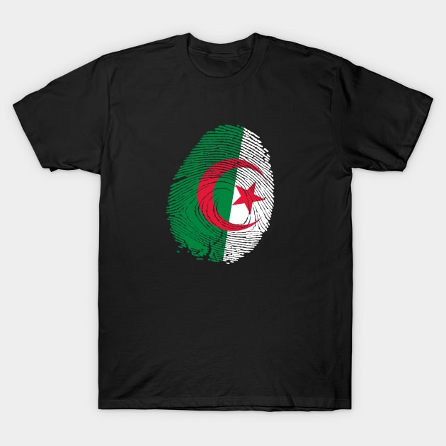 Flag of algeria fingerprint T-Shirt by A Zee Marketing